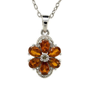 Серебряная подвеска 925 пробы 2,93 гр. с танзанийскими оранжевыми кианитами и топазами из США 2,86 карат