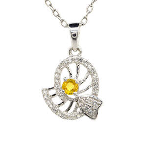 Серебряная подвеска 925 пробы 2,07 гр. с мадагаскарским сапфиром класса AAAA и топазами 0,62 карат