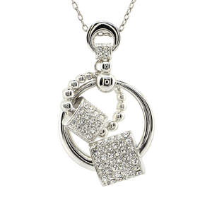 Подвеска в белом позолоте 750 пробы с кристаллами