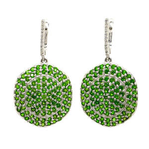 Серебряные серьги 925 пробы 14,69 гр. с канадскими Диопсидами Альберта класса SD и топазами из США 5,64 карат