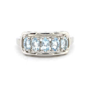 Серебряное кольцо 925 пробы 3,67 гр. с кенийскими Аквамаринами 