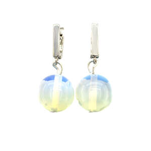 Серьги 9,18г лунный камень 45,7 карат в покрытии родием