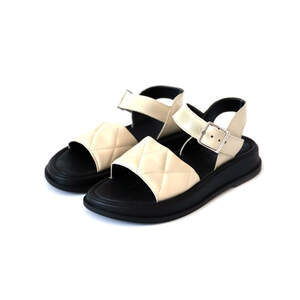 Босоножки женские, бежевого цвета из натуральной кожи