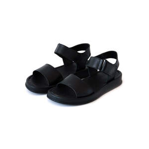 Босоножки женские, черного цвета из натуральной кожи