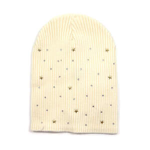 Женская шапка цвета Айвори с серебряно-золотым декором