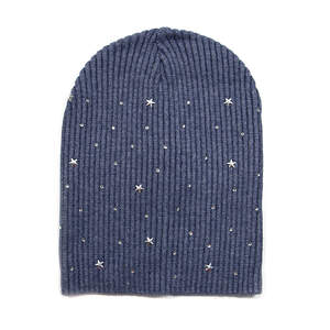 Женская шапка синего цвета с серебряным декором