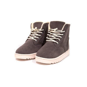 Женские ботинки с эко-замшей серого цвета Женские ботинки с эко-замшей серого цвета