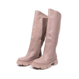 Женские сапоги из натуральной кожи бежевого цвета