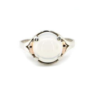 Серебряное кольцо 925 пробы с золотом 375 пробы 2,40 г с лунным камнем 1,5 к