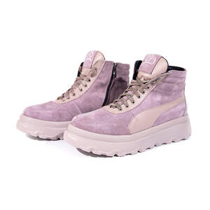 Женские ботинки Carolina из натуральной замши лилово-бежевого цвета