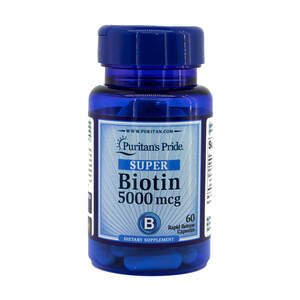 Биотин. Super Biotin. Puritan's Pride. 5000 мкг. 60 капсул