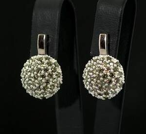 Серебряные серьги 925 пробы с золотом 375 пробы 6,8 г с зелеными цирконами 2,35 карат