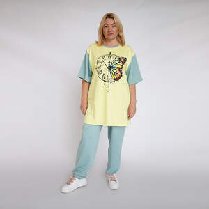 Костюм цвета тифани, штаны и футболка