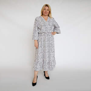 Платье міді в горошок белого цвета