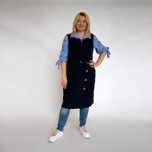 Двійка-блуза блакитна у квітковий принт и сарафан синій