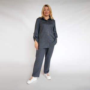 Костюм брюки та рубашка на гудзиках - колір джинс