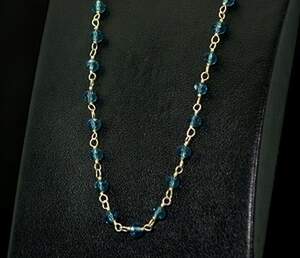 Серебряное колье 925 пробы в позолоте 5,15 г с Топазами Лондон Блу со США 10,62 карат 45-50 см