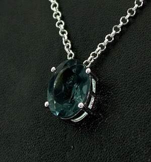 Серебряное колье 925 пробы 5,94 г с Топазом Лондон Блу со США 4,66 карат 50-53 см