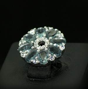 Серебряная брошь 925 пробы 3,28 г с Топазами Лондон Блу со США та цирконами 2,38 карат