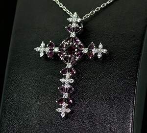 Серебряная подвеска 925 пробы 11,84 г с кенийскими Родолиты и фианитами 6,74 карат