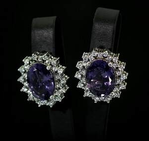 Серебряные серьги 925 пробы 15,44 г с африканскими Аметистами и фианитами 17,7 карат Серебряные серьги 925 пробы 15,44 г с африканскими Аметистами и фианитами 17,7 карат