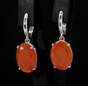 Серебряные серьги 925 пробы 10 г с Турмалінами Дравітами 11,7 карат Серебряные серьги 925 пробы 10 г с Турмалінами Дравітами 11,7 карат