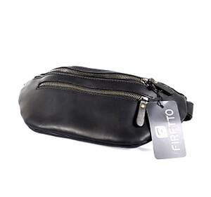 Поясна сумка Firetto из натуральной кожи черного цвета