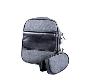 Поясна сумка Firetto со вставками из натуральной кожи серого цвета