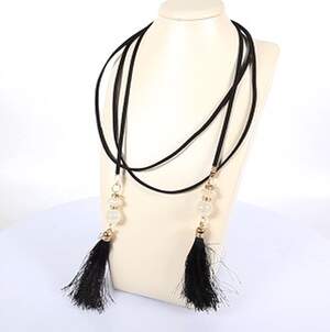 Пояс-чокер с китицями с эко-замши, 135 см