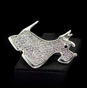 Серебряная брошь 925 пробы 8,29 г с белыми цирконами 4,02 карат