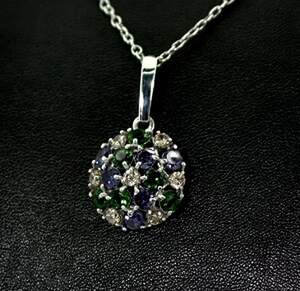 Серебряная подвеска 925 пробы 3,14 г с кольоровими цирконами 3,29 карат