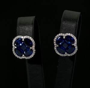 Серебряные серьги 925 пробы 4,4 г с синими альпінітами и цирконами 3,65 карат