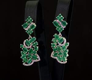 Серебряные серьги 925 пробы 7,73 г с Агатами и цирконами 6,75 карат