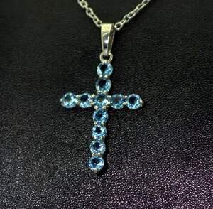 Серебряная подвеска 925 пробы 2,75 г с Топазами Лондон Блу со США 3,35 карат