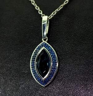 Серебряная подвеска 925 пробы 3,05 г с Топазом Лондон Блу со США та цирконами 4,39 карат