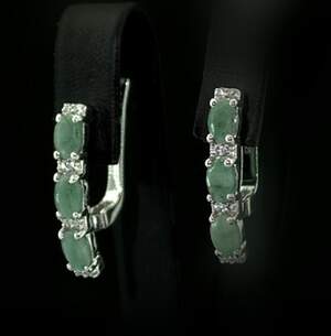 Серебряные серьги 925 пробы 5,06 г с бразильскими Изумрудами класса AAAA и цирконами 3,24 карат