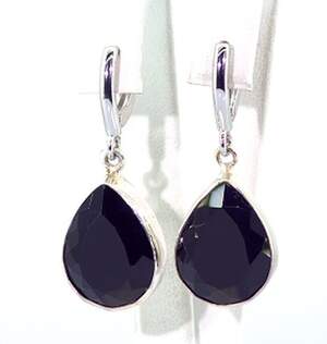 Серьги у срібному покрытии з черными Оніксами 10,14 г