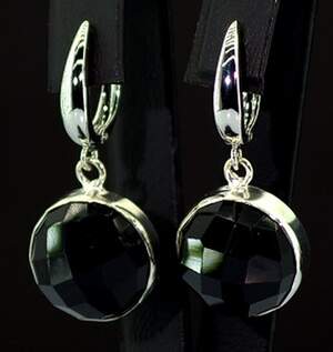 Серьги у срібному покрытии з черными Оніксами 10,07 г