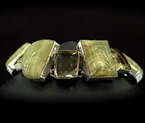 Браслет у срібному покрытии з Пренітами и лимонами 44,45 г18+3 см