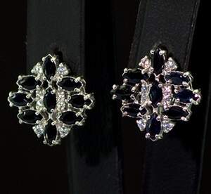 Серебряные серьги 925 пробы 4,18 г со шри-ланкийскими Сапфірами класса AAAA и фианитами 3,54 карат Серебряные серьги 925 пробы 4,18 г со шри-ланкийскими Сапфірами класса AAAA и фианитами 3,54 карат