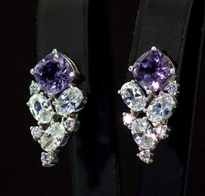 Серебряные серьги 925 пробы 7,21 г с бразильскими Аметистами и фианитами 8,61 карат Серебряные серьги 925 пробы 7,21 г с бразильскими Аметистами и фианитами 8,61 карат