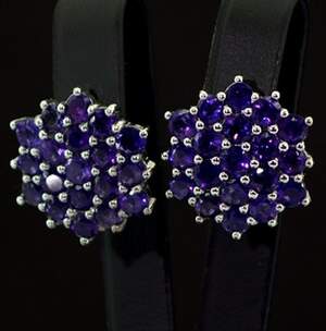 Серебряные серьги 925 пробы 11,82 г с африканскими Аметистами 10,26 карат Серебряные серьги 925 пробы 11,82 г с африканскими Аметистами 10,26 карат