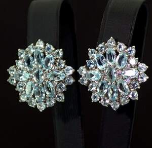 Серебряные серьги 925 пробы 10,15 г с голубыми Топазами и фианитами 8,35 карат Серебряные серьги 925 пробы 10,15 г с голубыми Топазами и фианитами 8,35 карат