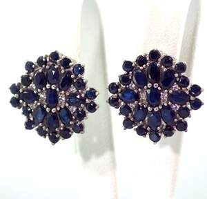 Серебряные серьги 925 пробы 10,4 г со шри-ланкийскими Сапфірами класса АААА и фианитами 8,71 карат Серебряные серьги 925 пробы 10,4 г со шри-ланкийскими Сапфірами класса АААА и фианитами 8,71 карат