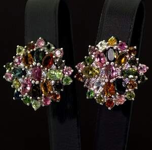 Серебряные серьги 925 пробы 10 г с бразильскими Турмалінами и фианитами 9,25 карат Серебряные серьги 925 пробы 10 г с бразильскими Турмалінами и фианитами 9,25 карат