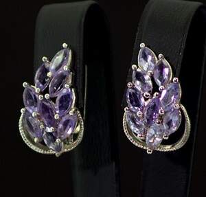 Серебряные серьги 925 пробы 6,25 г со шри-ланкийскими Аметистами 4,14 карат Серебряные серьги 925 пробы 6,25 г со шри-ланкийскими Аметистами 4,14 карат