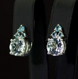 Серебряные серьги 925 пробы 4,22 г с Аквамаринами и фианитами 7,6 карат Серебряные серьги 925 пробы 4,22 г с Аквамаринами и фианитами 7,6 карат