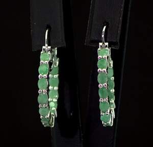 Серебряные серьги 925 пробы 7,14 гр. с бразильскими Изумрудами класса АААА 5,25 карат Серебряные серьги 925 пробы 7,14 гр. с бразильскими Изумрудами класса АААА 5,25 карат