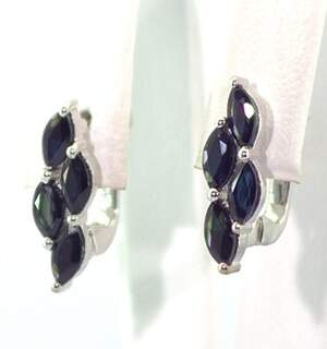 Серебряные серьги 925 пробы 2,94 гр. с голубыми шри-ланкийскими Сапфирами класса АААА и топазами из США 2,03 карат Серебряные серьги 925 пробы 2,94 гр. с голубыми шри-ланкийскими Сапфирами класса АААА и топазами из США 2,03 карат