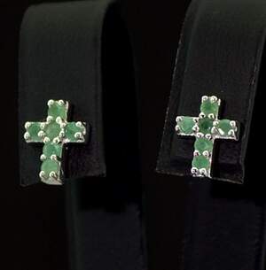 Серебряные серьги 925 пробы 1,37 гр. с бразильскими Изумрудами класса АААА 0,48 карат Серебряные серьги 925 пробы 1,37 гр. с бразильскими Изумрудами класса АААА 0,48 карат